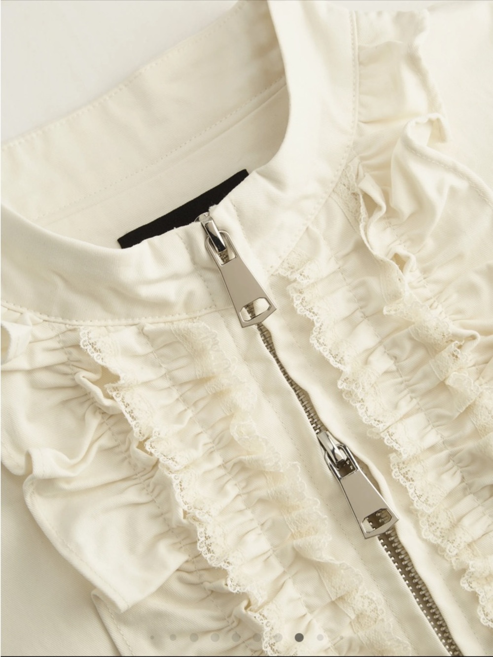 Cider Cream Ruffle-Front Bomber Jacket - Picture 4 of 16